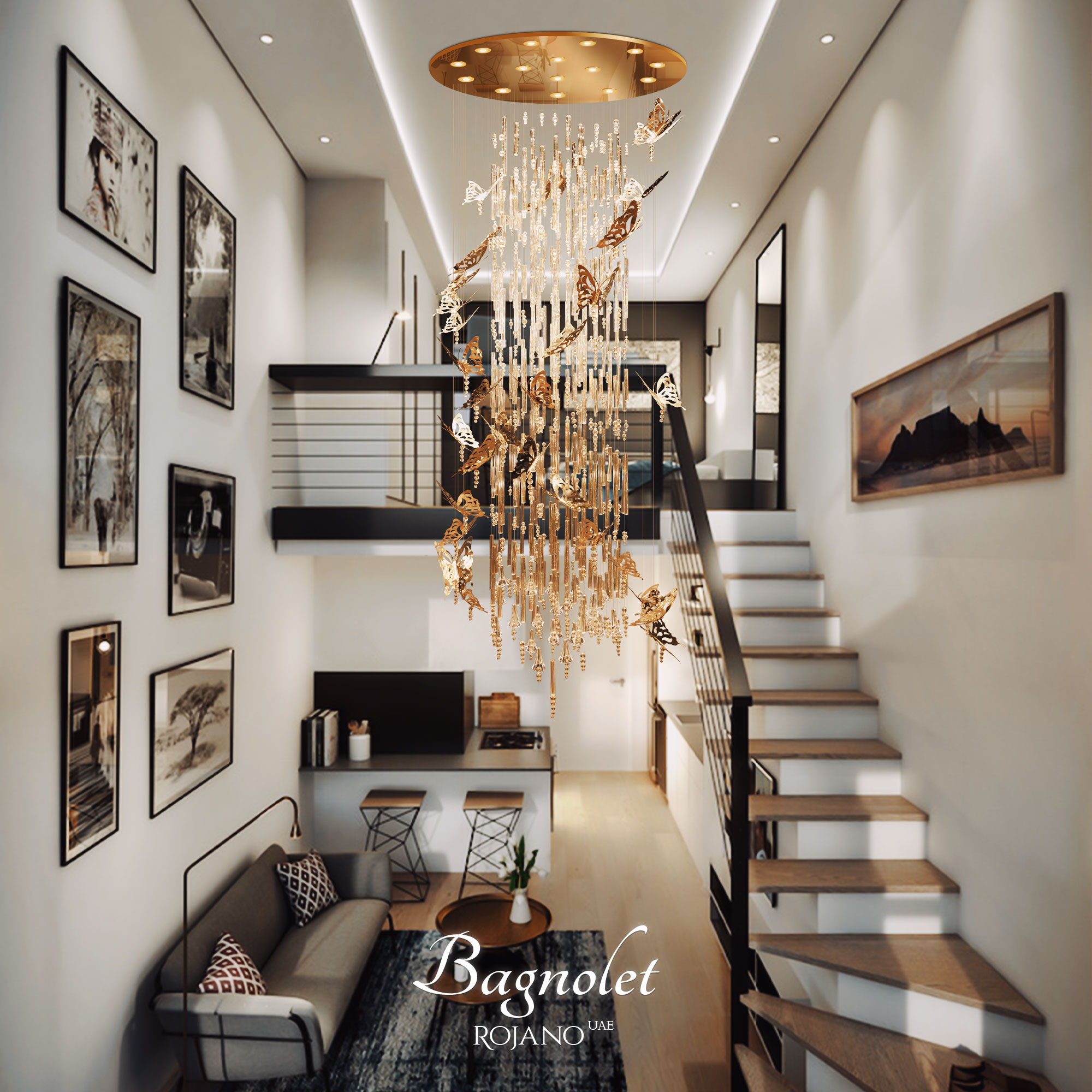 الثريا الطويلة بتصميم فراشة Bagnolet - موديل MD174